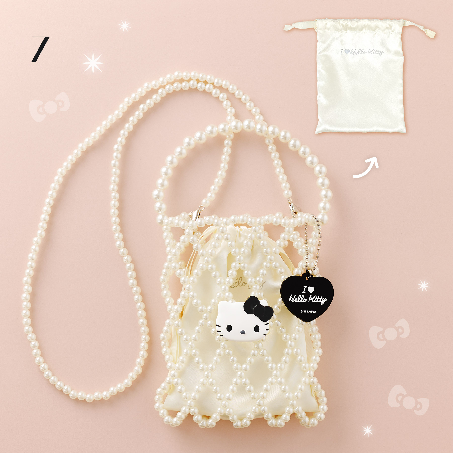 I ♡ Hello Kitty パールビーズバッグ画像 © 2026 SANRIO CO., LTD.