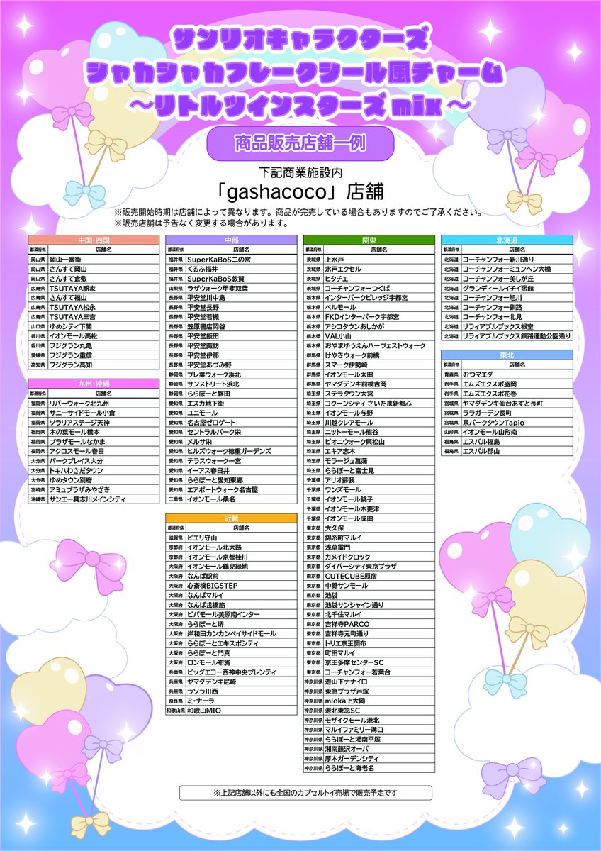 商品販売店舗一覧 その1