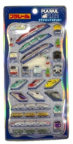 プラレール柄のプチドロップステッカー。新幹線や電車モチーフが並んだデザイン